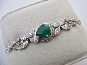 ARMBAND mit 4,50ct. SMARAGD & ZIRKONIA 750 / 18 K WEISSGOLD - Bild 1 von 7