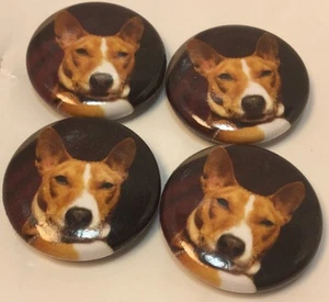 Set Of 4 "Red Basenji Face" Fridge Magnets / 4 Aimants A Frigo "Basenji Rouge"🐺 - Picture 1 of 1