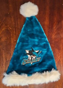Vintage 2001 San Jose Sharks Teal & White Santa Hat w/Logo Adult size NHL 🔥 - Picture 1 of 4