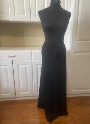 MSK Womens Skirt Solid Black Size L  Polyester Elastic Waist A-Line Maxi Lined - Image 1 of 4