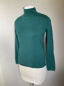 NWT Womens Ann Taylor Emerald Green Sweater Sliver Buttons Pullover Size S - Picture 1 of 8