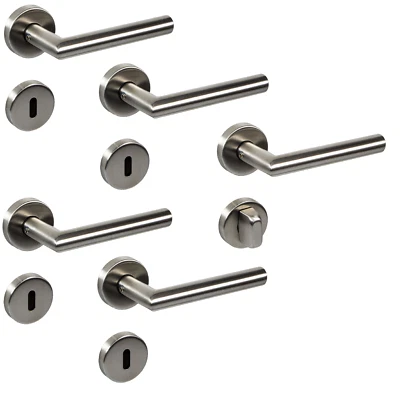 Edelstahl Türbeschlag Türgriff Türklinke SET Zimmertür Badezimmer 1 bis 7 Türen - Bild 1 von 4