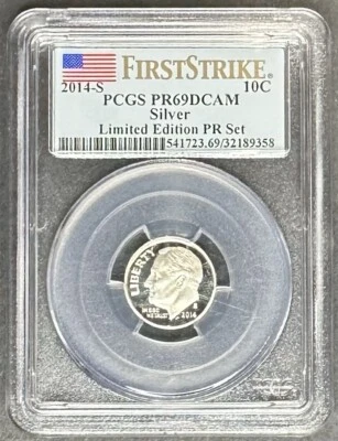 2014-S Silver Proof Roosevelt Dime PCGS PR-69 DCAM, Buy 3 Items, Get $5 Off!! - Image 1 of 2