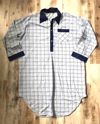 Vintage Mens Long Sleep Shirt Pajama Size Large Cotton - Image 1 of 4