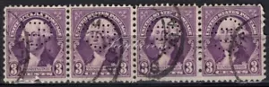 Perfins USA 1932, Sc720 4x 3c Washington. Used GE Jacksonville - Picture 1 of 3
