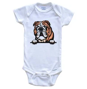 English Bulldog Dog Breed Cute One Piece Baby Bodysuit v2 - Picture 1 of 2