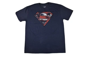 Superman Herren Distressed Logo blau meliert Hemd neu 2XL - Bild 1 von 5