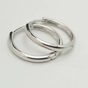 Nuevos pendientes EHC 14k 585 oro blanco pequeños 13' mm aro - Imagen 1 de 9