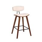 Fox 26 Mid Century Counter Height Barstool In Cream Faux Leather With