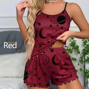 Damen Schlafanzug Pyjama Sexy Short 2-Teilig Nachtwäsche Kurze Hose Atmungsaktiv - Bild 1 von 5