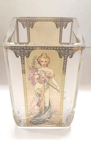 Goebel - Glass Vase / Tea Light - Alphonse Mucha - Spring - Height 10cm - Picture 1 of 5