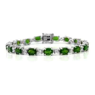 Brazalete tenis ruso de 14,75 ctw cromado diopsido y circón enchapado en platino 6,50" Foto 1 de 3