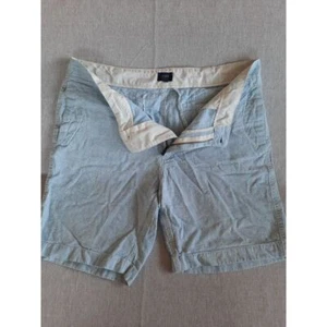 J. Crew Men's 36 Lightweight Stripe Stretch Flat Front Belted Short Linen Blue - Picture 1 of 7