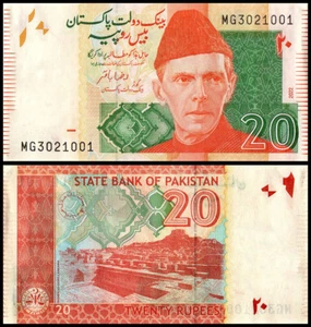 PAKISTÁN 20 RUPIAS 2022 UNC MOHEN-JO-DARO, LARKANA, MUHAMMAD ALI JINNAH A LA DERECHA C - Imagen 1 de 1