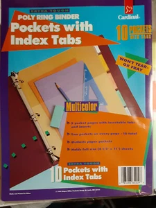 Cardinal Ring Binder Pocket - Multicolor 10 pockets with tabs - Picture 1 of 2