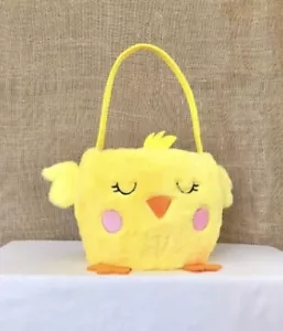 Yellow Baby Chick Plush Bunny Rabbit Easter Basket Yellow Gift Kids Childrens - Picture 1 of 9