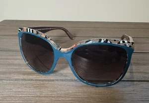 Burberry Women’s Sunglasses B 4270 3731/E2 Brown Marble Check and Teal Blue - Picture 1 of 7