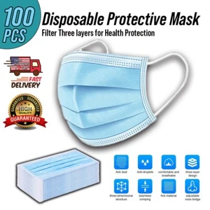 100 PIEZAS Mascarilla Desechable No Médica Quirúrgica 3 Capas Oreja Lazo Máscaras Azules - Imagen 1 de 10