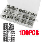 130Pcs Single Ear Stepless Hose Clamps 6.5-21Mm Stainless Steel +1Pc Clamp Tools