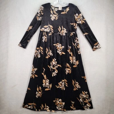Vestido Molly Malloy Negro Floral Imitación Terciopelo Fluido Línea A Para Mujer Talla 8P De Colección Años 90 Foto 1 de 4