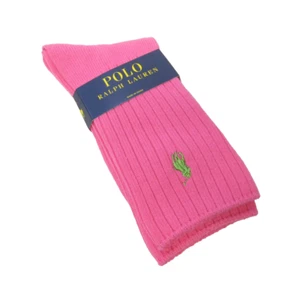 Ralph Lauren Polo Pony Damen Stiefelsocken Baumwollmischung Rippstrick rosa - NEU - Bild 1 von 1