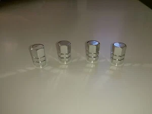 Chrome Valve Stem Caps Cover Aluminum Tire Wheel Auto Car 4 pcs - Picture 1 of 6