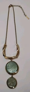 Kenneth Cole Statement Halskette goldfarben grüne Steine verstellbar elegant  - Bild 1 von 6