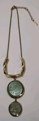 Kenneth Cole Statement Necklace Gold Tone Green Stones Adjustable Elegant  - Image 1 of 4