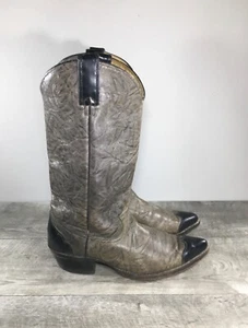 Imperial Leather Olive Black Mens Cowboy Western Boots Made in USA 9 Vintage - Picture 1 of 10