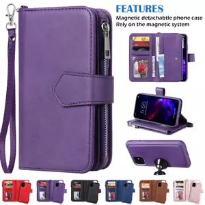 For iPhone 15 Pro Max 14 13 12 11 XS X XR 87 Leather Wallet Phone Case Removable - Picture 1 of 24