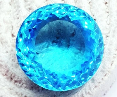 Aquamarine Round Shape 106.40 Cts Certified Loose Gemstone With Free Gift - Image 1 of 4