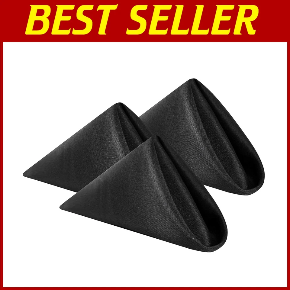 Luxurious Black 20x20 Polyester Dinner Napkins - 100 Soft Napkins for Banquets - Image 1 of 4