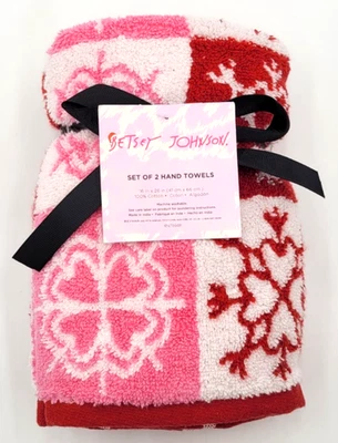 Betsey Johnson Juego de 2 Toallas de Mano de Navidad 16 in x 26 in Corazones de Copo de Nieve Foto 1 de 2
