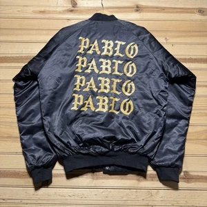 Kanye West Yeezy Pablo Tour Black Satin Cardinal Bomber Jacket Black Size Small - Picture 1 of 9