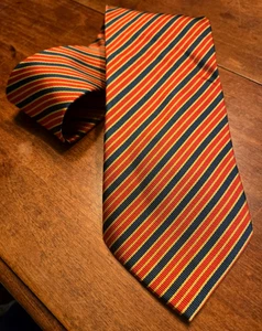 Penhaligon's London handgefertigte Krawatte aus 100 % Seide rot/marineblau/gold gestreift - Bild 1 von 4