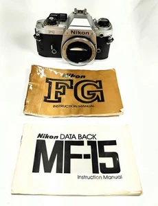 Nikon FG 35mm SLR Film Camera With MF-15 Data Back & Manual UNTESTED For Parts - Picture 1 of 15
