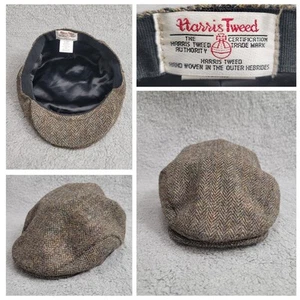 Gorra plana Harrris Tweed de lana para conducir para hombre XL marrón espiga excelente - Imagen 1 de 16