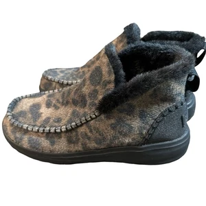 Hey Dude Britt schwarz braun Leopardenmuster Stiefel Schuhe Damengröße 7 Kunstfell - Bild 1 von 18