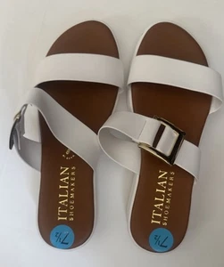 Mujer Zapatero Italiano Blanco Sandalias Zapatos EE. UU. 7.5 Cuero Hecho en Italia Nuevo - Imagen 1 de 6