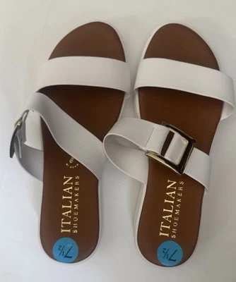 Mujer Zapatero Italiano Blanco Sandalias Zapatos EE. UU. 7.5 Cuero Hecho en Italia Nuevo Foto 1 de 4