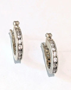Silpada Sterling Silver 1.6cttw White Garnet Hoop Huggie 15mm Earrings - Picture 1 of 6
