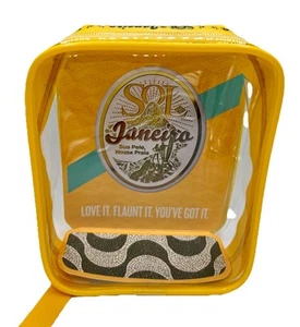 SOL DE JANEIRO CLEAR MAKEUP BAG TRAVEL CASE YELLOW ZIPPER EMPTY NEW CARRYON - Picture 1 of 8