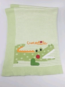 Koala Baby Crocodile Baby Blanket Green Stripe Knit Acrylic Sweater Security - Picture 1 of 6