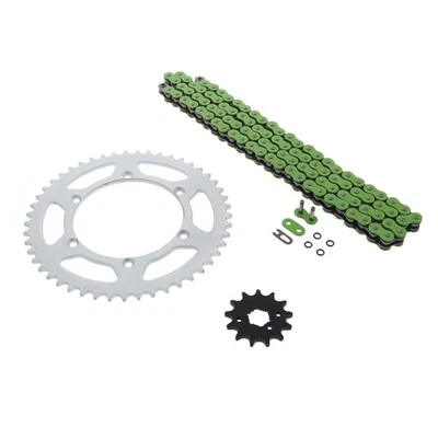 Juego de cadena y piñón para Kawasaki KX500 KX 500 1989-2004 junta tórica verde 116L 13/49 Foto 1 de 4