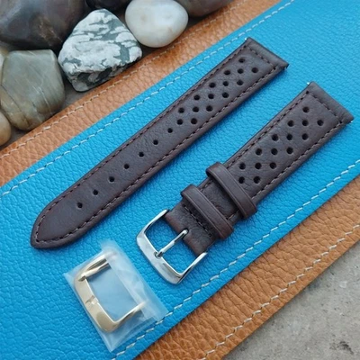 20mm Speidel Driving Strap Perforated Tapered Brown Leather Unused Watch Band - Image 1 of 4