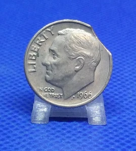 1966 Clipped Planchet Roosevelt Dime - Picture 1 of 2