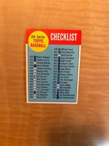 1963 TOPPS BASEBALL #431 CHECKLIST 6!! NICELY CENTERED!! $1 SHIPPING!! - Picture 1 of 2