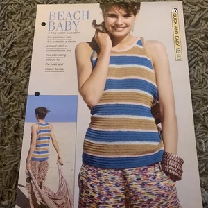 VINTAGE CREATIVE NEEDLES PATTERN - BEACH BABY KNITTING PATTERN IN 4 PLY YARN - Picture 1 of 6