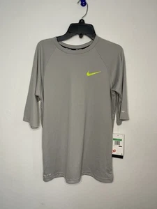 Nike Rashguard Boys XL Light Gray  Hydroguard Dri Fit Swim Surf NWT Logo - Picture 1 of 3