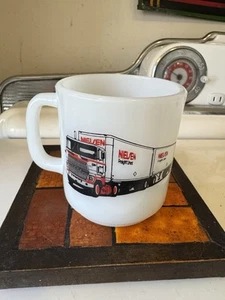 Tazza da caffè vintage NIELSEN FREIGHT LINES vetro latte metà secolo USA - Foto 1 di 8